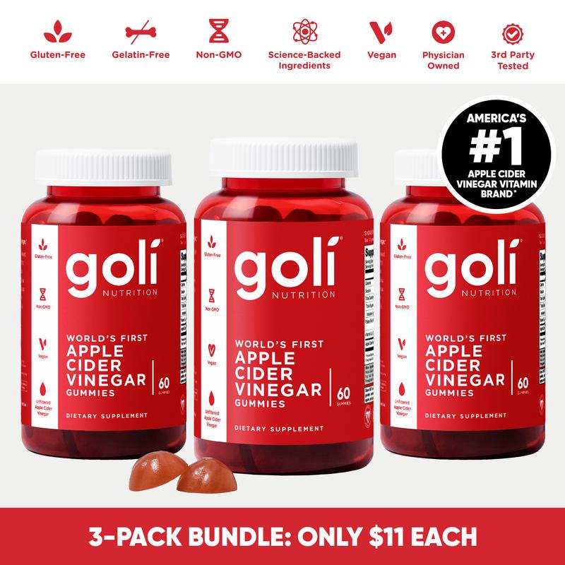 3 Bottles of Goli Apple Cider Vinegar Gummy