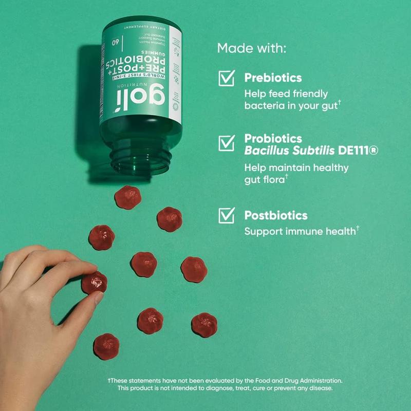 3 Bottles of Goli Pre, Post, Probiotics Gummy