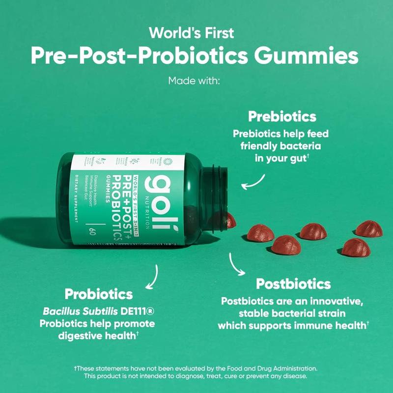 3 Bottles of Goli Pre, Post, Probiotics Gummy